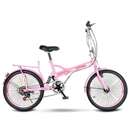 Bicicletta Fahrräder Klapprad, tragbar, Ultraleicht, klein, federnd für Studenten, mit variabler Geschwindigkeit, für Erwachsene mit 20 Zoll 150*79*95cm Pink