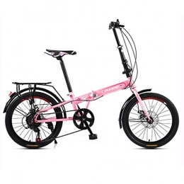 Klapprder Falträder Klapprder Fahrrder 20-Zoll mnnliche und weibliche Geschwindigkeit Fahrrad Erwachsener ultraleichte tragbare Fahrrad Arbeit zu Fu Tools (Color : Pink, Size : 20inches)