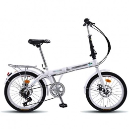 Klappräder Fahrräder Klappräder Faltbare Sportfahrräder 20-Zoll-Stable-Bikes für Erwachsene Tragbare Kleinradfahrräder mit Variabler Geschwindigkeit (Color : Weiß, Size : 149 * 10 * 111cm)