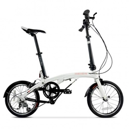 Klapprder Falträder Klappräder Faltrad Aluminiumlegierung Shift Herren Und Damen Fahrrad 16-Zoll-Rad Variable Speed ​​Freestyle (Color : Weiß, Size : 16 inch)
