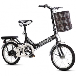 Klappräder Fahrräder klappräder HAIZHENKlappfahrrad Für Teenager - 16inch Double Brake Rennrad- Carbon Stahlrahmen / Ständer / Gepäckträger / Körbe Hinten(Color:schwarz)