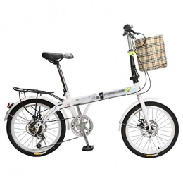 Klappräder Fahrräder Klappräder Sportfahrrad Faltbares tragbares Fahrrad Mini Kleines Arbeitsrad für Erwachsene Ultra Light Speed 20 Zoll Sportfahrrad (Color : Weiß, Size : 149 * 10 * 111cm)