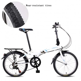 Klappräder Fahrräder Klappräder Sportfahrrad Sportfahrrad mit Variabler Geschwindigkeit 20 Zoll ultraleichter tragbarer Roller für Männer und Frauen Faltrad (Color : Weiß, Size : 150 * 10 * 110cm)