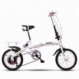 KOSGK Falträder KOSGK Ultraleicht Mini Faltrad Deluxe Variable Geschwindigkeit Stoßdämpfung 16 Zoll Erwachsene (Farbe: Weiß)