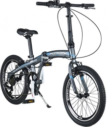 KRON Fahrräder KRON FD-500 Aluminium Klapprad 20 Zoll | Faltrad Shimano 7 Gang-Schaltung 14 Zoll Rahmen | Faltbares Fahrrad mit V-Bremse Grau Blau