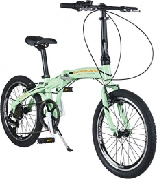 KRON Fahrräder KRON FD-500 Aluminium Klapprad 20 Zoll | Faltrad Shimano 7 Gang-Schaltung 14 Zoll Rahmen | Faltbares Fahrrad mit V-Bremse Grün