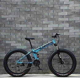 KRXLL Fahrräder KRXLL Fat Tire Adult Mountainbike Doppelscheibenbremse / Cruiser Bikes Beach Schneemobil Fahrrad 24 Zoll Aluminium Leichtmetallfelgen-Blau_27 Geschwindigkeit