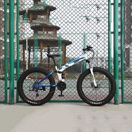KRXLL Falträder KRXLL Mountainbikes Hochkohlenstahl-Softfail-Klapprad Offroad-Fahrrad Verstellbarer Sitz Doppelte Stoßdämpfung-Weiß Blau