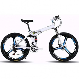 KXDLR Fahrräder KXDLR Faltrad, 21 Geschwindigkeit, 26 Zoll, Fahrraddoppelaufhebung, Doppelscheibenbremse, Mountainbike Fender, Carbon-Stahlrahmen, Sitz Höhenverstellbar, Weiß
