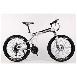 KXDLR Falträder KXDLR Folding Mountain Bike 21-30 Beschleunigt Fahrrad-Gabel Suspension MTB Faltbarer Rahmen 26" Räder mit Doppelscheibenbremsen, Weiß, 27 Speed