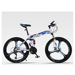 KXDLR Falträder KXDLR Folding Mountainbike 24-Gang-Fahrrad Full Suspension MTB Faltbarer Rahmen 26" 3 Spoke Wheels, Blau