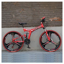 KXDLR Fahrräder KXDLR Mountainbike-Fahrräder Fahrrad Radfahren Bike 24-Gang-Doppelscheibenbremsen Federgabel Fahrrad 26" High Carbon Steel Faltrad, Rot