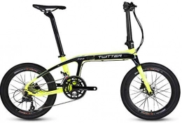 L.HPT Fahrräder L.HPT 20-Zoll-Faltgeschwindigkeitsrad - Klapprad für Erwachsene - Faltrad für Kohlefaser BMX 20-Zoll-16-Gang-Doppelscheibenbremslicht Tragbares Fahrrad, Weiß (Farbe: Gelb)