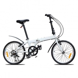 LXJ Fahrräder Leichtes Faltrad, 20-Zoll-Reifen, 6-Gang-Wechselsitz, Verstellbarer Lenker, Unisex, Mehrzweckfahrrad for Arbeiten Im Freien (Weiß)