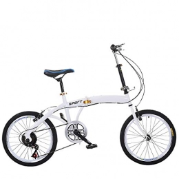 WYD Fahrräder Leichtes Faltrad 20 Zoll Stahlrahmen Fahrrad 6-Gang Doppelscheibenbremse City Pendler Fahrrad, fr Erwachsene und Mdchen Jungen, Wei