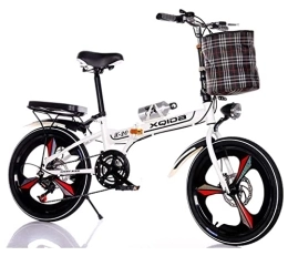 LFNOONE Falträder LFNOONE 20 Zoll Aluminium Premium-Faltrad-Klapprad Fahrrad für Herren Jungen Mädchen und Damen 6 Gang Kettenschaltung-Folding City Bike, Alu-Rahmen, Passend für Höhe:155-185cm / Weiß