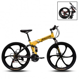 LHRC Mountainbike Faltbares 24/26 Zoll Fahrrad 6 Cutter Wheel 27 Geschwindigkeit Doppelte Stoßdämpfung Freizeitradfahren,Yellow,24 inches