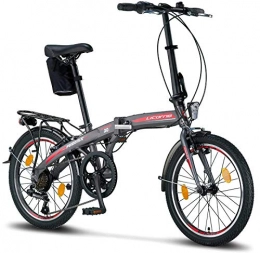 Licorne Bike Fahrräder Licorne Bike Phoenix, 20 Zoll Aluminium-Faltrad-Klapprad, Faltfahrrad-Herren-Damen, 7 Gang Kettenschaltung - Folding City Bike, Alu-Rahmen, Abdeckung, StVZO, Vorderlampe, Hinterlampe