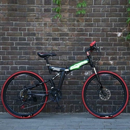 Liutao Fahrräder Liutao 26 Zoll Mountainbike, 21 Gänge, zusammenklappbar, Mountainbike, Doppelscheibenbremse, geeignet für Erwachsene, 66 cm F, Schwarz und Rot