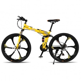 Liutao Fahrräder Liutao Mountainbike für Erwachsene, Dämpfung, Doppelscheibenbremse, ein Rad, Geländefahrrad, klappbar, Mountainbike, 26 x 17 (165-175 cm), Braun