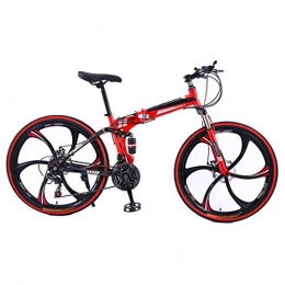 LPWCA Falträder LPWCA 26 Zoll Mountainbike, 21 Gang Faltrad, Erwachsenen Fahrrad mit Hohem Kohlenstoff Stahlrahmen und Scheibenbremse und Einstellbarer Stoßdämpfender Vordergabel, Rot