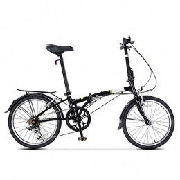 LXJ Fahrräder LXJ 6-Gang V-Bremse Leichtes Einfaches Faltrad, 20 Zoll, Adult Student Outdoor Park Travelling Leisure Bike, Fahrradroller, Schwarz