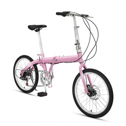 LXJ Fahrräder LXJ Faltrad, 20-Zoll-Stoßdämpferfahrrad Mit Variabler Geschwindigkeit for Damen, Erwachsene Und Studenten, Tragbares Faltrad, Pink, 6-Gang