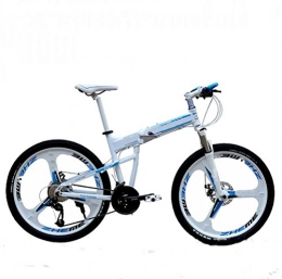 MASLEID Fahrräder MASLEID Aluminium-26-Zoll-Klapp Mountainbike 27-Gang Sport-Bikes, White Blue