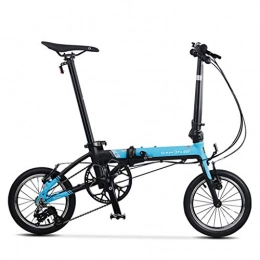 Bicicletta Falträder Mini-Fahrrad, 14 Zoll, Ultraleicht, kleines Rad mit variabler Geschwindigkeit, zusammenklappbar für Studenten und Frauen für Erwachsene, zusammenklappbar, Mountainbike 119.5*60*91cm blau