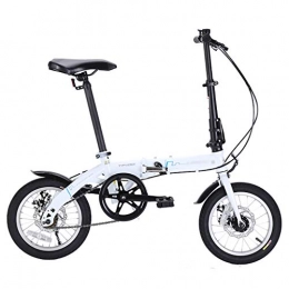 Mltdh Falträder Mltdh 14-Zoll-faltbares Fahrrad, leicht, tragbar, Doppelscheibenbremse Entwurf, Rennrad, Erwachsene Single Speed ​​Fahrrad, Kinderfahrrad, Weiß