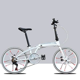 Mltdh Fahrräder Mltdh 20-Zoll-faltendes Fahrrad, leichtes, tragbares, Aluminiumlegierung mit Variabler Geschwindigkeit mit Variabler Geschwindigkeit von Aluminium, männlich und weibliches Rennrad, Weiß