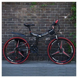Mnjin Fahrräder Mnjin Outdoor-Sport 26"Unisex-Mountainbike mit Vollfederung, hochfester Stahlrahmen und Leichtmetallgabel, Doppelscheibenbremssystem, 3-Speichen-Rad, 24-Gang