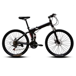  Fahrräder Mountain Faltrad, 26-Zoll-21-Gang-Speichenrad mit Variabler Geschwindigkeit, Doppelstoßdämpfer, FahrradMountain-Faltrad, schnell zusammenklappbar, leicht zu tragen, Schwarz