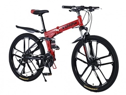 XQIDa durable Falträder Mountainbike für Erwachsene faltende Fahrräder 26Zoll Klappfahrrad Doppelschockabsorption Fahrrad für Junge Mädchen, Scheibenbremse vorne und hinten - 27Gang-Schaltung für Radfahren im Freien / red