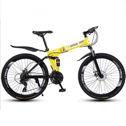 Dsrgwe Fahrräder Mountainbike, Mountainbike, Carbon-Stahlrahmen, faltbar Hardtail Fahrräder, Doppelscheibenbremse und Doppel Federung, 26" Rad (Color : Yellow, Size : 27 Speed)