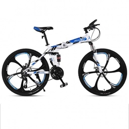 Dsrgwe Falträder Mountainbike, Mountainbike, Folding Mountain Fahrräder, Doppelaufhebung und Dual Disc Brake, 26inch Mag Wheels (Color : Blue, Size : 27-Speed)
