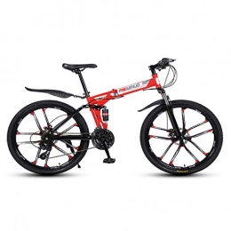 MRQXDP Fahrräder MRQXDP Mountainbike, für Erwachsene, 26 Zoll, faltbar, 27 Gänge, Rot