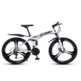 MRQXDP Falträder MRQXDP Mountainbike, leicht, 27 Gänge, MTB, Federgabel, für Damen / Herren, Jugendliche und Erwachsene, 26 Zoll (66 cm), Herren, weiß