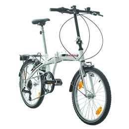 Multibrand Distribution Fahrräder Multibrand PROBIKE Folding 20 Zoll Klapprad, Faltrad, Shimano 6 Gang, Herren-Fahrrad & Jungen-Fahrrad, Schutzbleche, geeignet ab 155 cm - 185 cm (Weiß-roter Glanz)