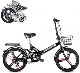 NoMI Fahrräder NoMI Faltende Erwachsene Fahrrad Finger-Verschiebungsgeschwindigkeit Verstellbarer Sitz Heckdämpfer-Feder-Feder Komfortables und tragbares Pendler-Bike 20-Zoll-6-Gang, Schwarz