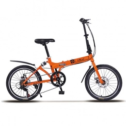 NYPB Falträder NYPB 7 Speed klappräder 20 Zoll, Faltbares Fahrrad für Männer und Frauen Scheibenbremsen Vorne und Hinten Rahmen aus Kohlenstoffstahl Einstellbare Sitz- und Lenkerhöhe, Orange