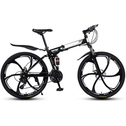 Mnjin Fahrräder Outdoor-Sport Mountain Folding Bike, 26-Zoll-Folding mit sechs Schneidrädern und Doppelscheibenbremse, Premium-Vollfederung und 27-Gang-Getriebe