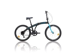 CASCELLA Falträder Pocket-Fahrrad, zusammenklappbar, 20 Zoll, Shimano, 6 V, schwarz, Hellblau