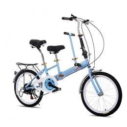 RANZIX Fahrräder RANZIX 20" Tandem Fahrrad, Faltbar, Erwachsene Kinder Travel Bicycle Camp Fahrrad 2 Sitze zusammenklappbar Kinderfahrräder (Blau)