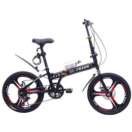 SANLDEN Fahrräder SANLDEN Unisex Faltrad 20 Zoll 3-Speichen-Räder Stahlrahmen mit hohem Kohlenstoffgehalt 7 Geschwindigkeit mit Scheibenbremsen Student Kind Pendlerstadt Fahrrad, Black