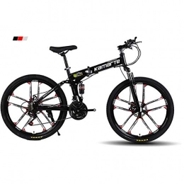 SANLDEN Fahrräder SANLDEN Unisex-Mountainbike 21 / 24 / 27 Geschwindigkeit Stahlrahmen mit hohem Kohlenstoffgehalt 26 Zoll 10-Speichen-Räder Zweifach gefaltetes Faltrad mit Scheibenbremsen, Black, 21Speed