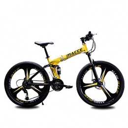 SANLDEN Fahrräder SANLDEN Unisex Mountainbike 21 / 24 / 27 Geschwindigkeit Stahlrahmen mit hohem Kohlenstoffgehalt 26 Zoll Doppelscheibenbremse 3-Speichen-Räder Zweifach gefaltetes Faltrad, Yellow, 24Speed