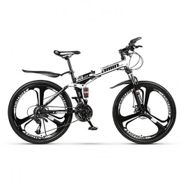 SANLDEN Fahrräder SANLDEN Unisex-Mountainbike Klapprahmen MTB-Bike Dual Suspension Mens Bike 21 / 24 / 27 / 30 Geschwindigkeiten 26inch 3-Speichen-Räder High-Carbon Stahlrahmen Fahrrad mit Scheibenbremsen, Black, 27Speed