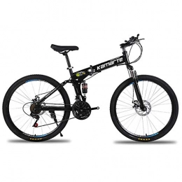 SANLDEN Falträder SANLDEN Unisex Mountainbike mit Zwei Federn 26 Zoll Stahlrahmen mit hohem Kohlenstoffgehalt 21 / 24 / 27 Geschwindigkeit Faltrad mit Doppelscheibenbremse, Black, 21Speed