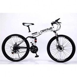 SANLDEN Fahrräder SANLDEN Unisex Mountainbike mit Zwei Federn 26 Zoll Stahlrahmen mit hohem Kohlenstoffgehalt 21 / 24 / 27 Geschwindigkeit Faltrad mit Doppelscheibenbremse, White, 21Speed
